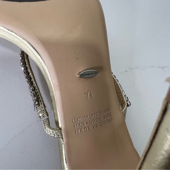Tony Bianco Metallic Sandal Nappa Leather Gold Rhinestone Square Toe Sz 7.5 - Picture 14 of 15